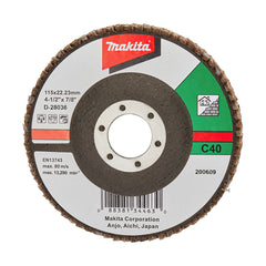 Makita Grinding & Cutting 115mm Flap Disc 40# Grit - Silicon Carbide - Flat | SKU D-28036