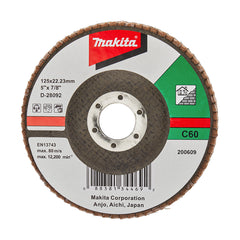 Makita Grinding & Cutting 125mm Flap Disc 60# Grit - Silicon Carbide - Flat | SKU D-28092