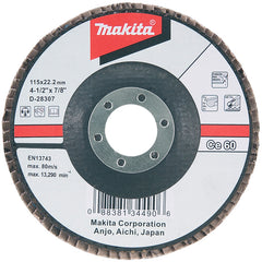 Makita - 115mm FLAP DISC 60# Grit - CERAMIC ALUMINA Oxide - AngleD | D-28307