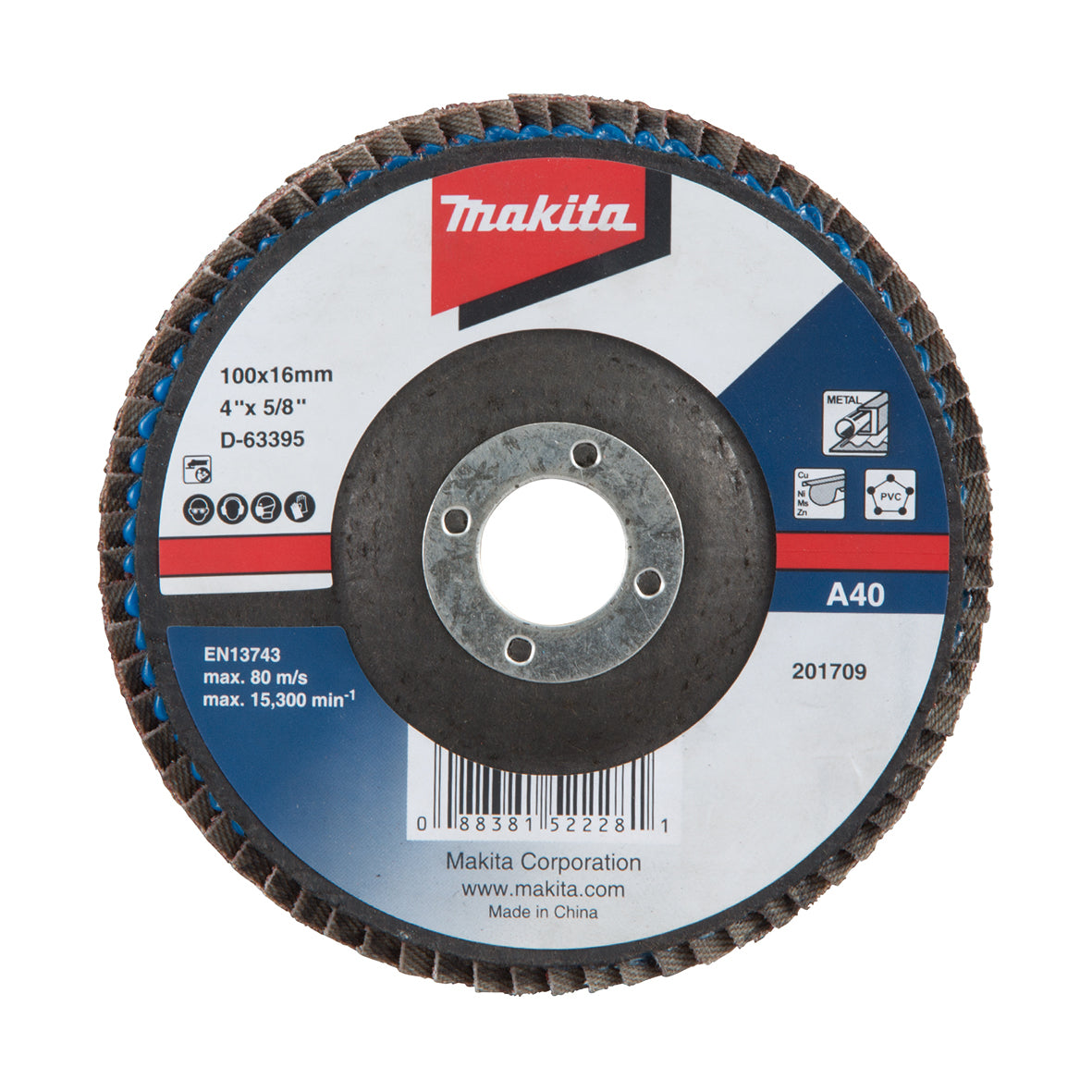Makita Grinding & Cutting 100mm Economy Flap Disc 40# Aluminium Oxide | SKU D-63395