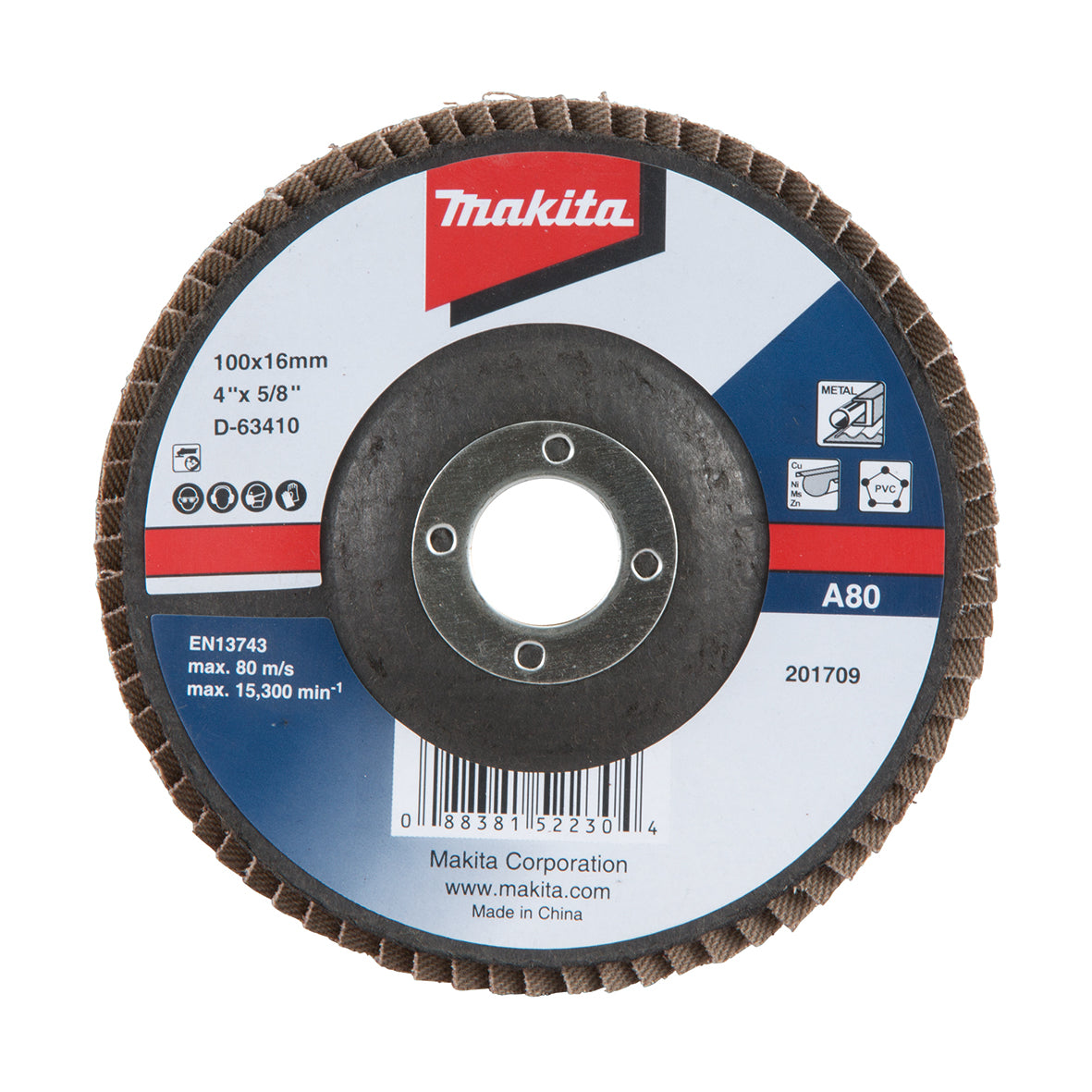 Makita Grinding & Cutting 100mm Economy Flap Disc 80# Aluminium Oxide | SKU D-63410