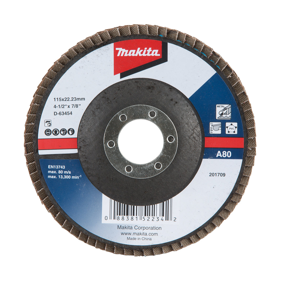 Makita Grinding & Cutting 115mm Economy Flap Disc 80# Aluminium Oxide | SKU D-63454