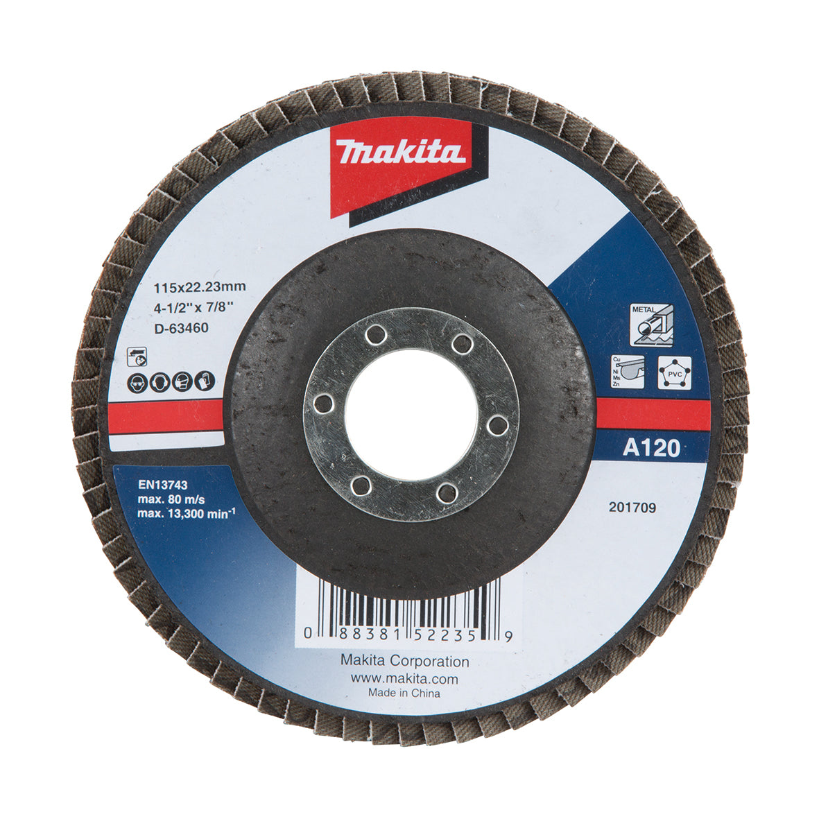 Makita Grinding & Cutting 115mm Economy Flap Disc 120# Aluminium Oxide | SKU D-63460