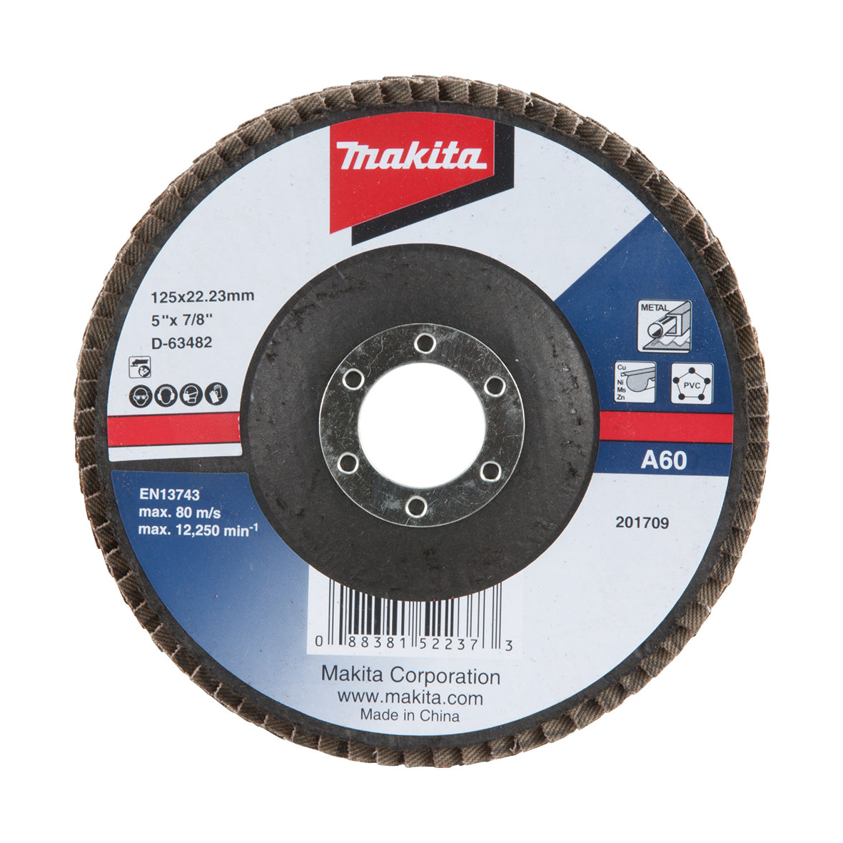 Makita Grinding & Cutting 125mm Economy Flap Disc 60# Aluminium Oxide | SKU D-63482