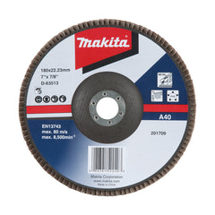 Makita Grinding & Cutting 180mm Economy Flap Disc 40# Aluminium Oxide | SKU D-63513