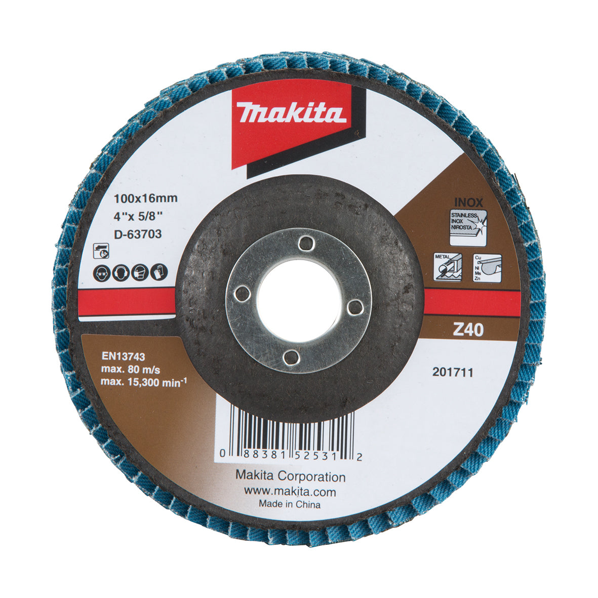 Makita Grinding & Cutting 100mm Economy Flap Disc 40# Zirconia - Angled | SKU D-63703