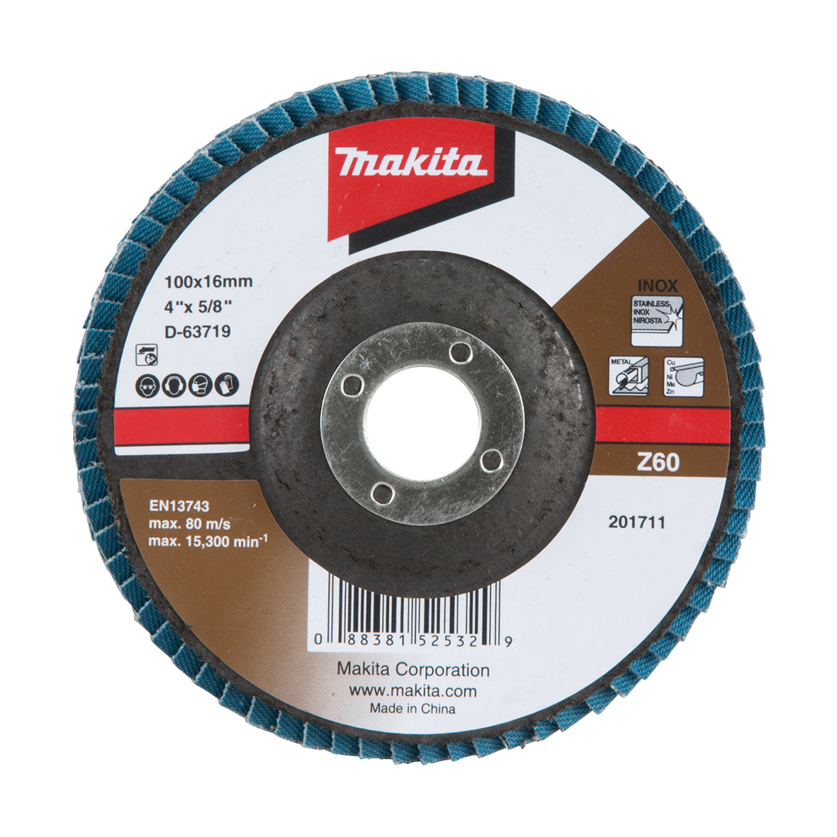 Makita Grinding & Cutting 100mm Economy Flap Disc 60# Zirconia - Angled | SKU D-63719