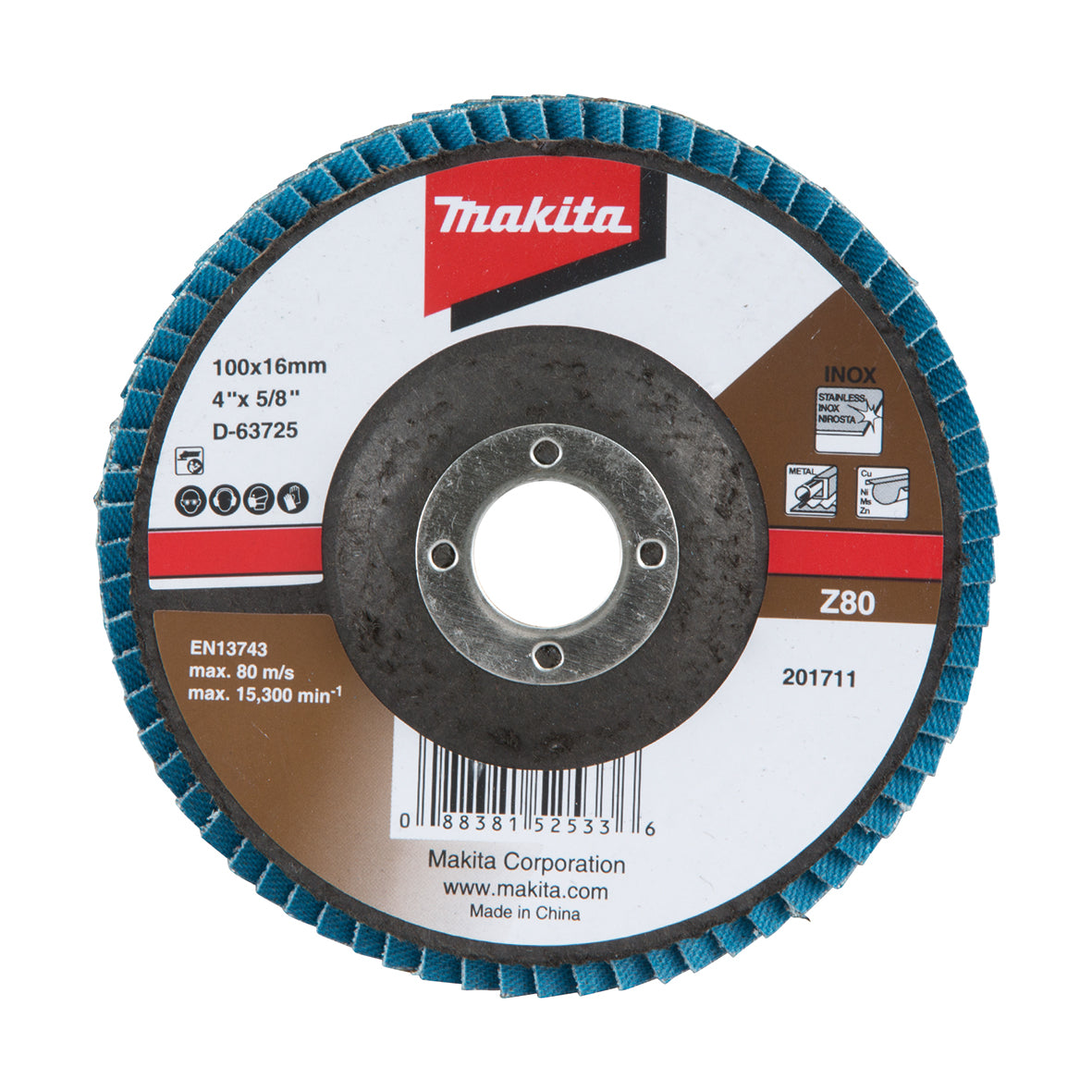 Makita Grinding & Cutting 100mm Economy Flap Disc 80# Zirconia - Angled | SKU D-63725