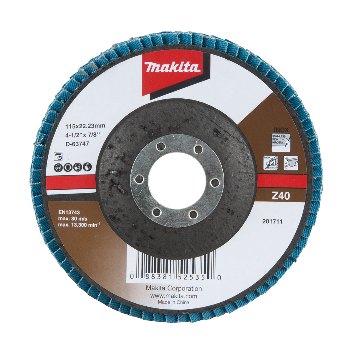 Makita Grinding & Cutting 115mm Economy Flap Disc 40# Zirconia - Angled | SKU D-63747