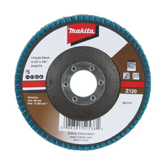 Makita Grinding & Cutting 115mm Economy Flap Disc 120# Zirconia - Angled | SKU D-63775