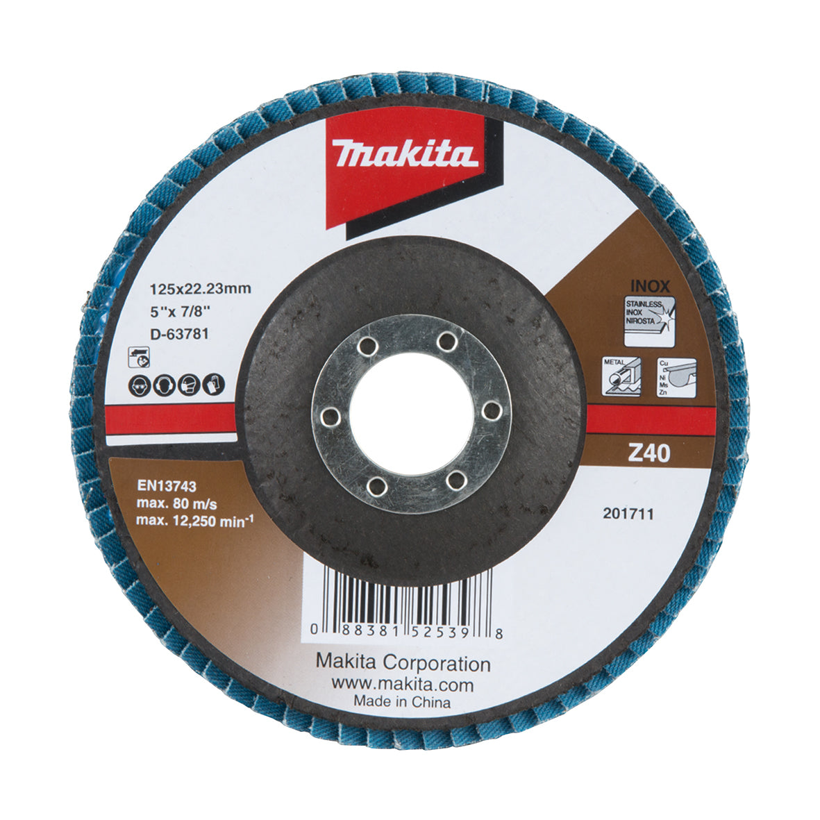Makita Grinding & Cutting 125mm Economy Flap Disc 40# Zirconia - Angled | SKU D-63781