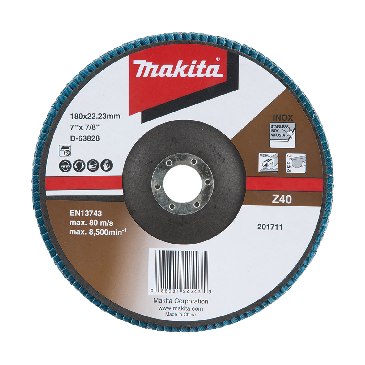 Makita Grinding & Cutting 180mm Economy Flap Disc 40# Zirconia - Angled | SKU D-63828