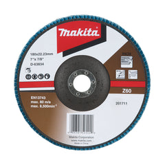 Makita Grinding & Cutting 180mm Economy Flap Disc 60# Zirconia - Angled | SKU D-63834