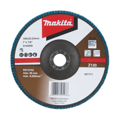 Makita Grinding & Cutting 180mm Economy Flap Disc 120# Zirconia - Angled | SKU D-63856