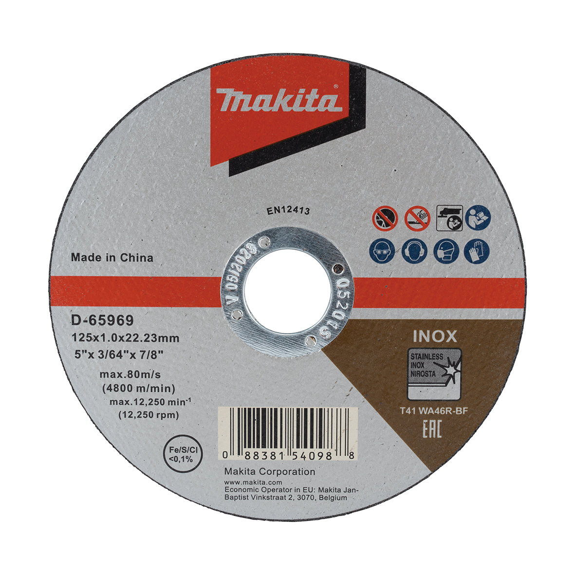 Makita Grinding & Cutting 125mm X 1.2mm X 22mm Inox Cutting Disc Wa46R 10Pk | SKU D-65969-10