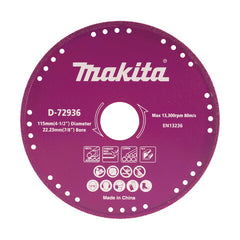 Makita - 115mm Metal Cut VAC Brazed Diamond Blade | D-72936