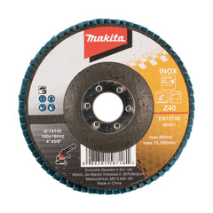 Makita - 100mm Economy FLAP DISC 40# - ZIRCONIA - Flat | D-74142