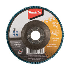 Makita - 100mm Economy FLAP DISC 60# - ZIRCONIA - Flat | D-74158