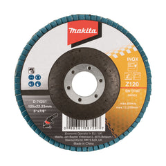 Makita - 125mm Economy FLAP DISC 120# - ZIRCONIA - Flat | D-74251
