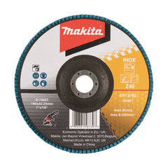 Makita - 180mm Economy FLAP DISC 40# - ZIRCONIA - Flat | D-74267