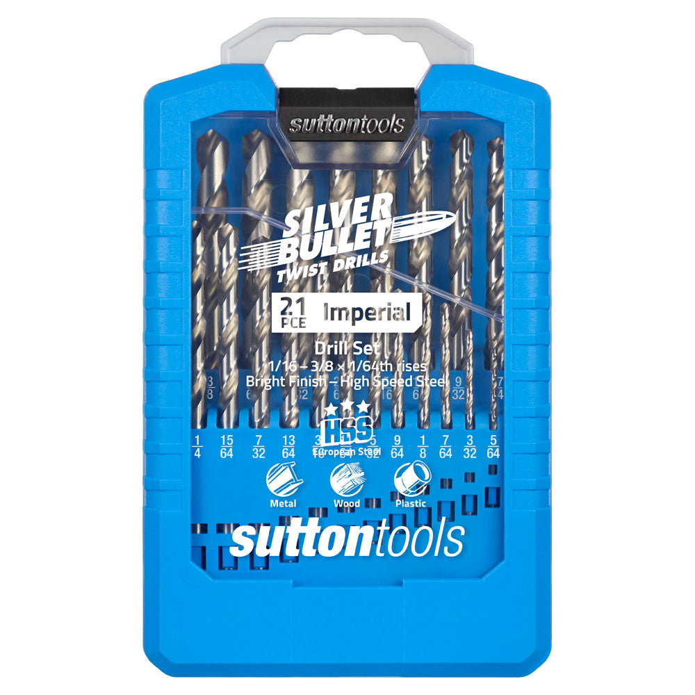 Sutton - Drill D101 S2 Jobber HSS Silv Bullet Set 1/16-3/8In 21Pc | D101S2