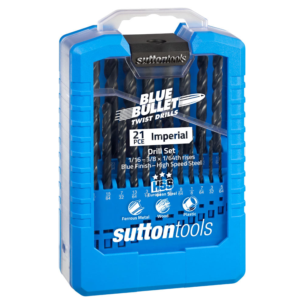 Sutton - Drill D102 S2 Jobber HSS Blue Bullet Set 1/16-3/8In 21Pc | D102S2