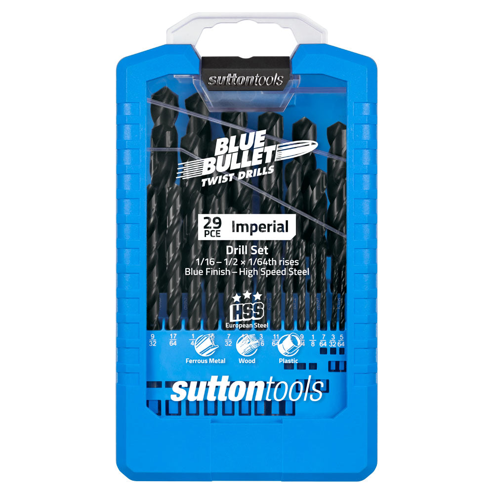 Sutton - Drill D102 S3 Jobber HSS Blue Bullet Set 1/16-1/2In 29Pc | D102S3