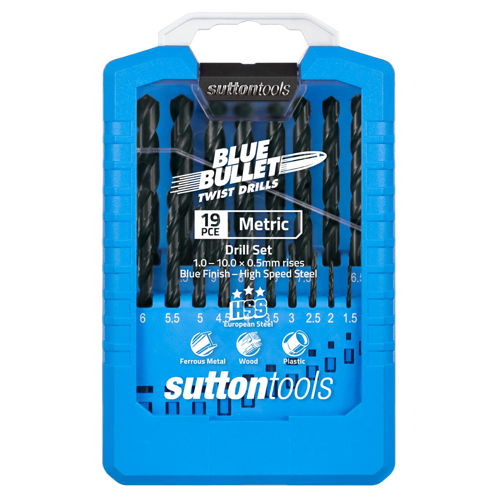 Sutton - Drill D102 Sm2 Jobber HSS Blue Bullet Set 1-10mm 19Pc | D102SM2