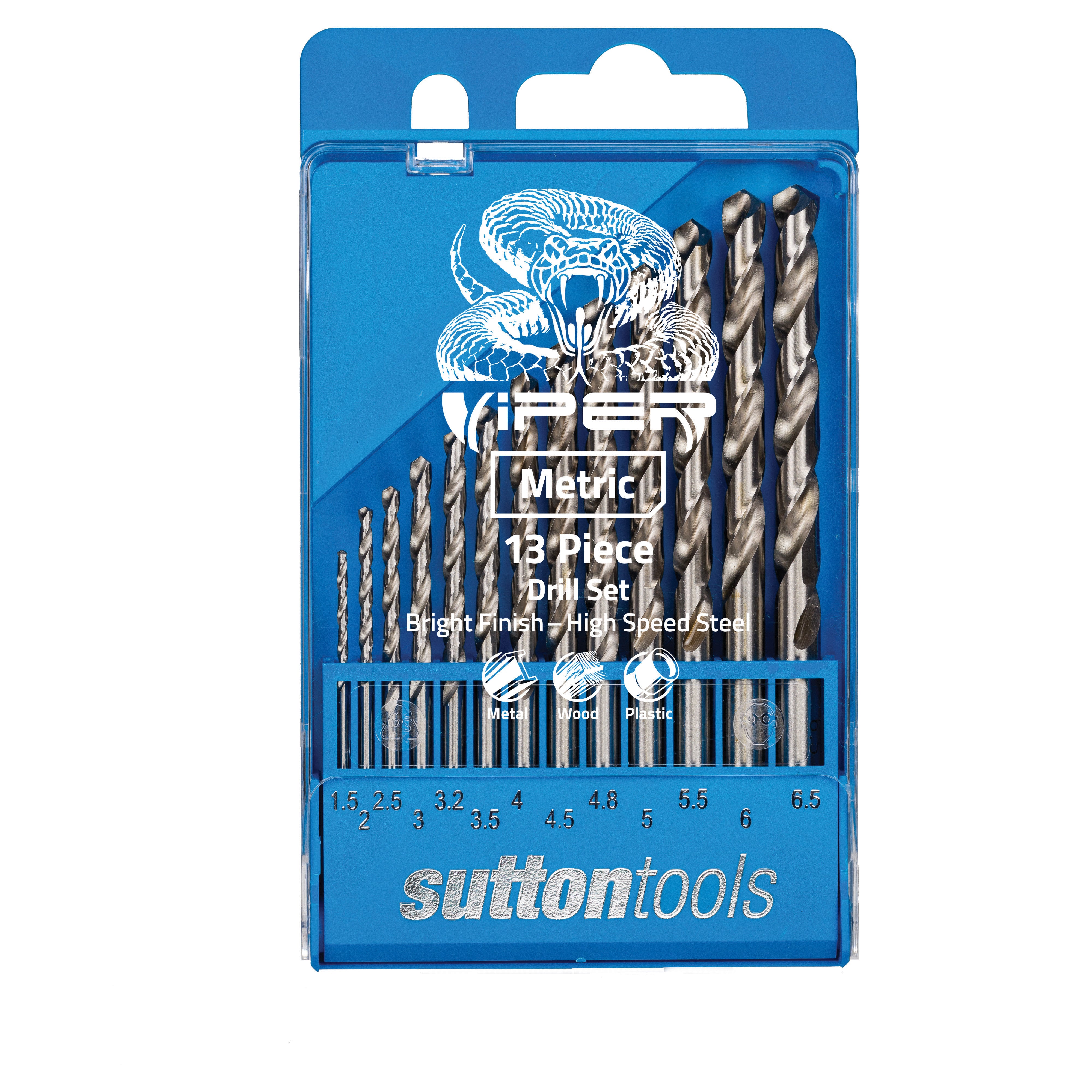 Sutton - Drill D105 Slv13M Jbbr HSS Viper Set 1.5-6.5+3.2,4.8mm 13Pc | D105SLV13M