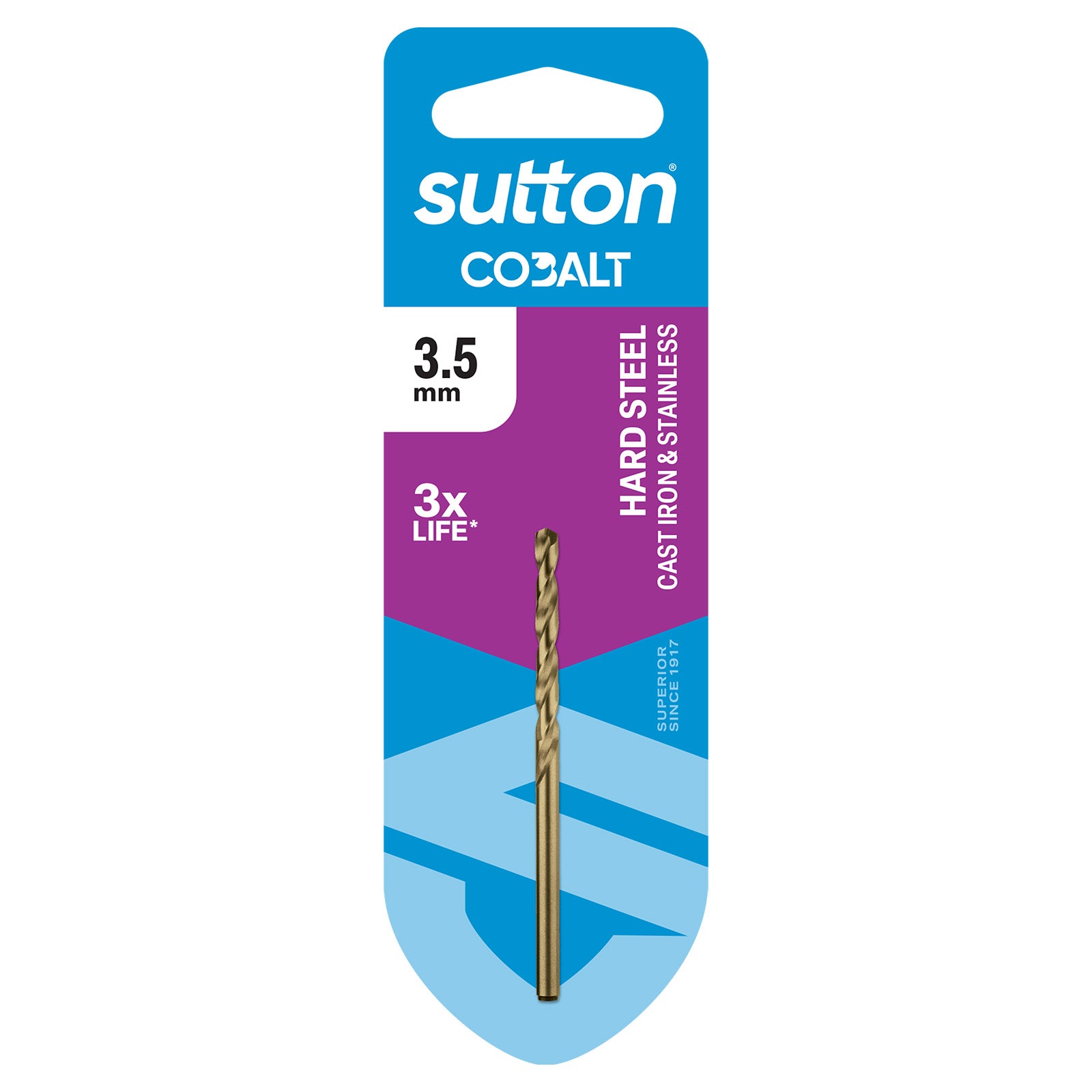 Sutton - Drill D108 Jobber HSS-Co Hd-Cobalt Carded 3.5mm | D1080350