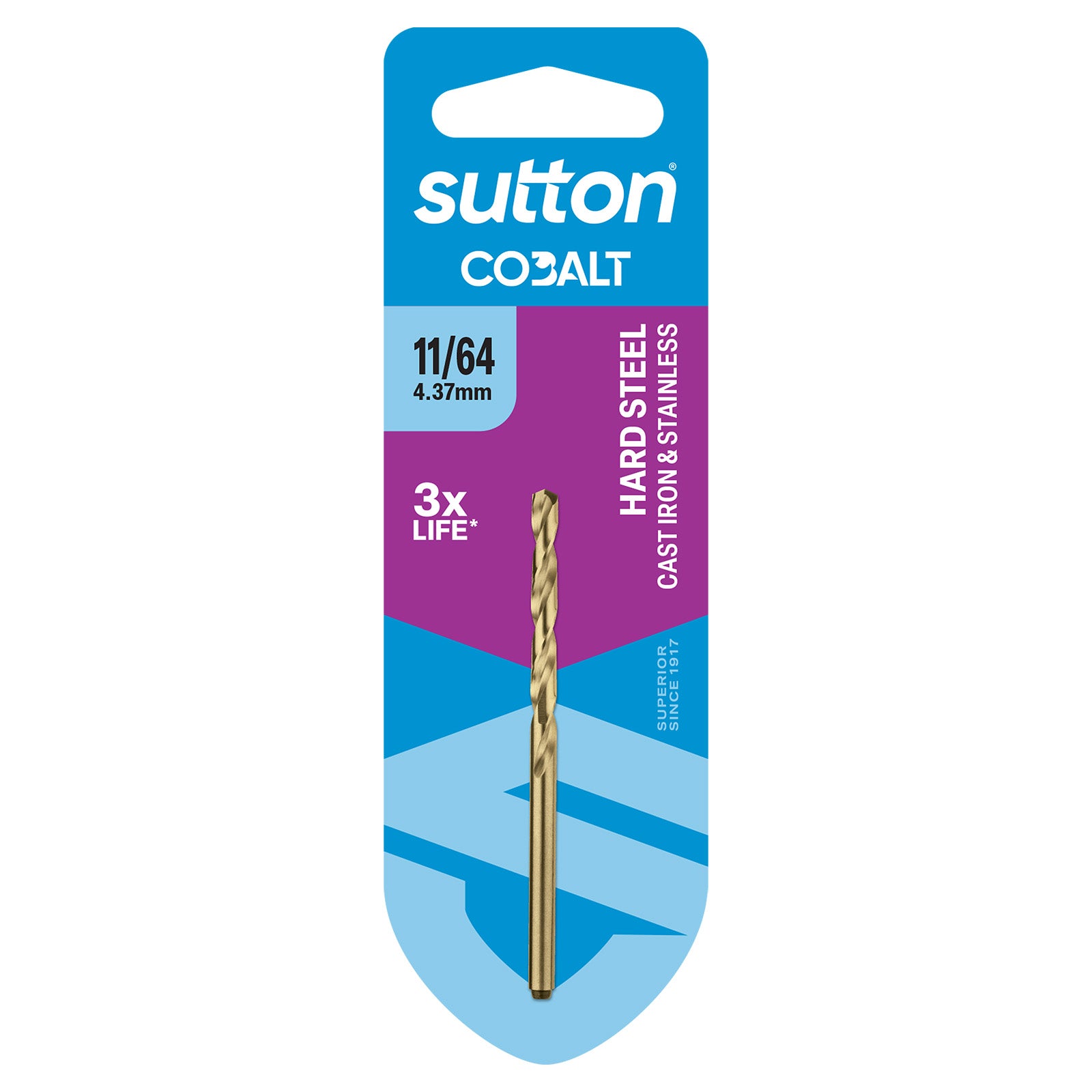 Sutton - Drill D108 Jobber HSS-Co Hd-Cobalt Carded 11/64In | D1080437