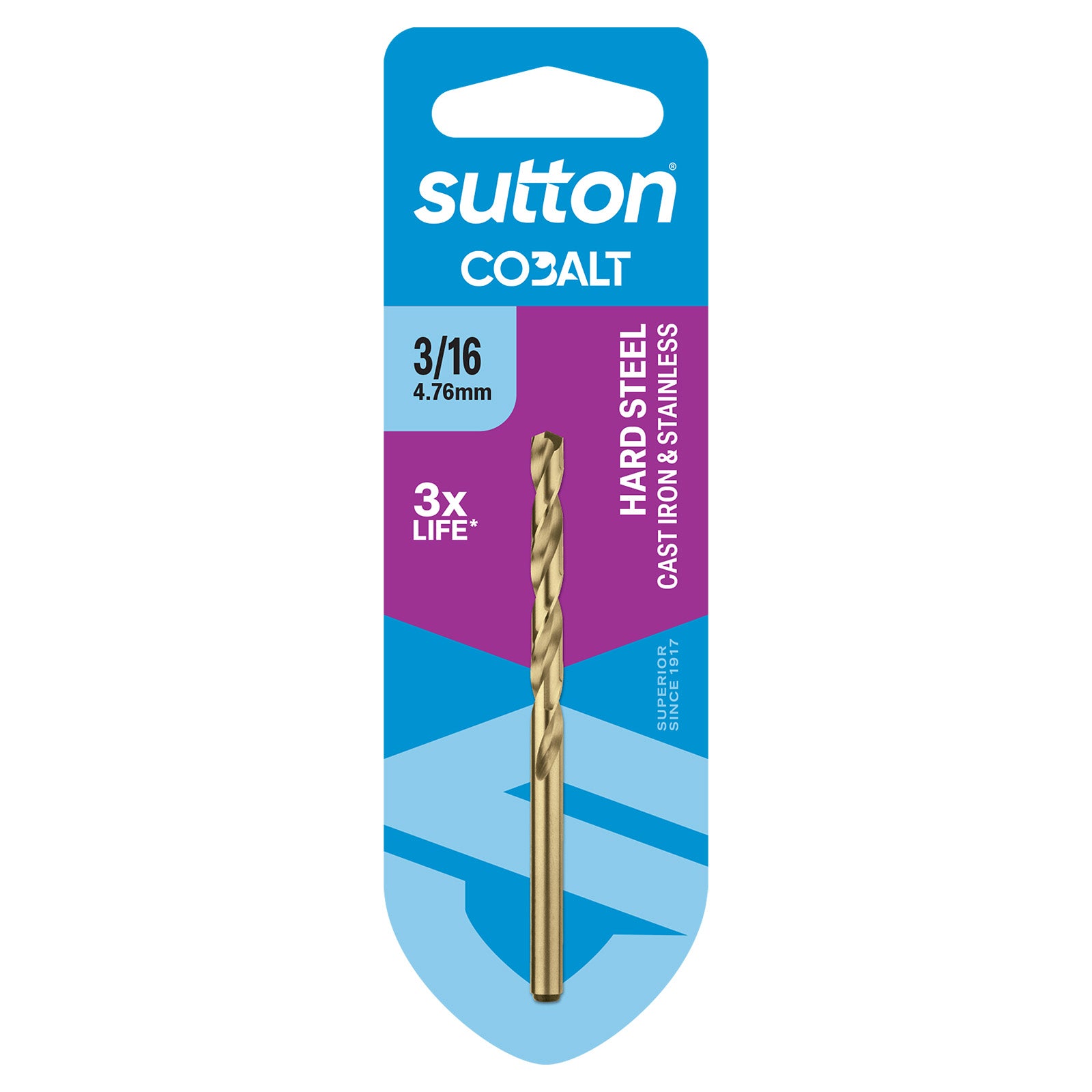 Sutton - Drill D108 Jobber HSS-Co Hd-Cobalt Carded 3/16In | D1080476