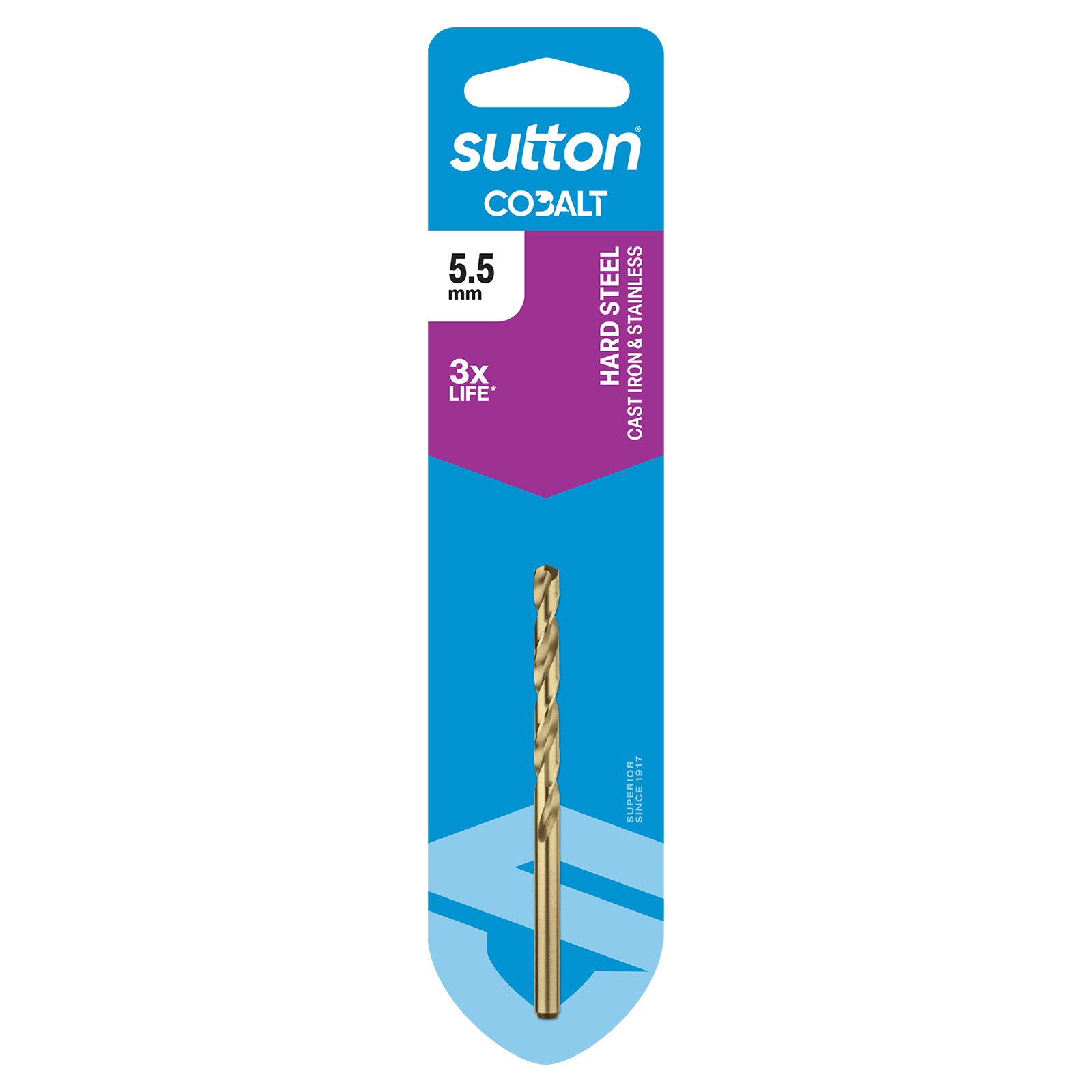 Sutton - Drill D108 Jobber HSS-Co Hd-Cobalt Carded 5.5mm | D1080550