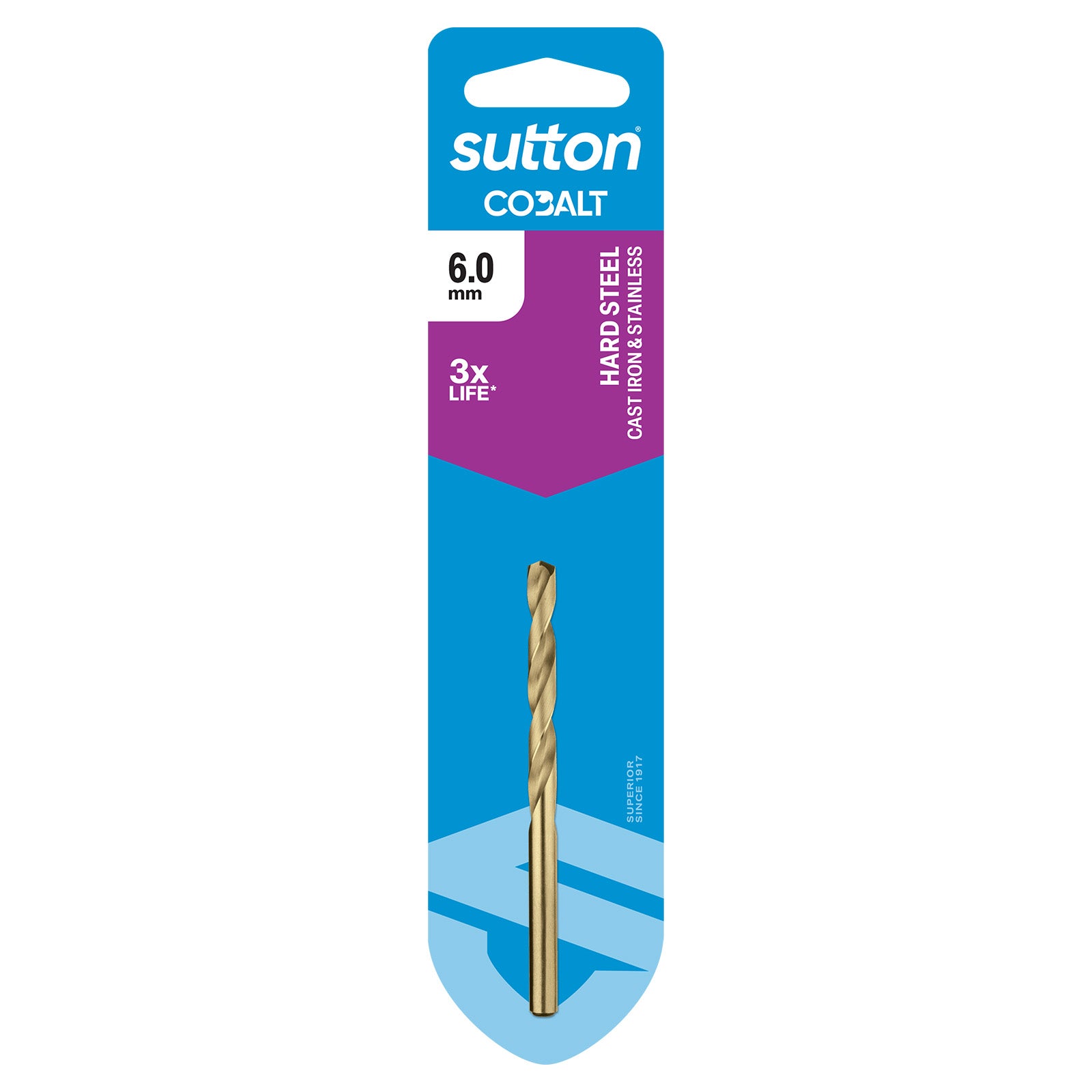 Sutton - Drill D108 Jobber HSS-Co Hd-Cobalt Carded 6.0mm | D1080600