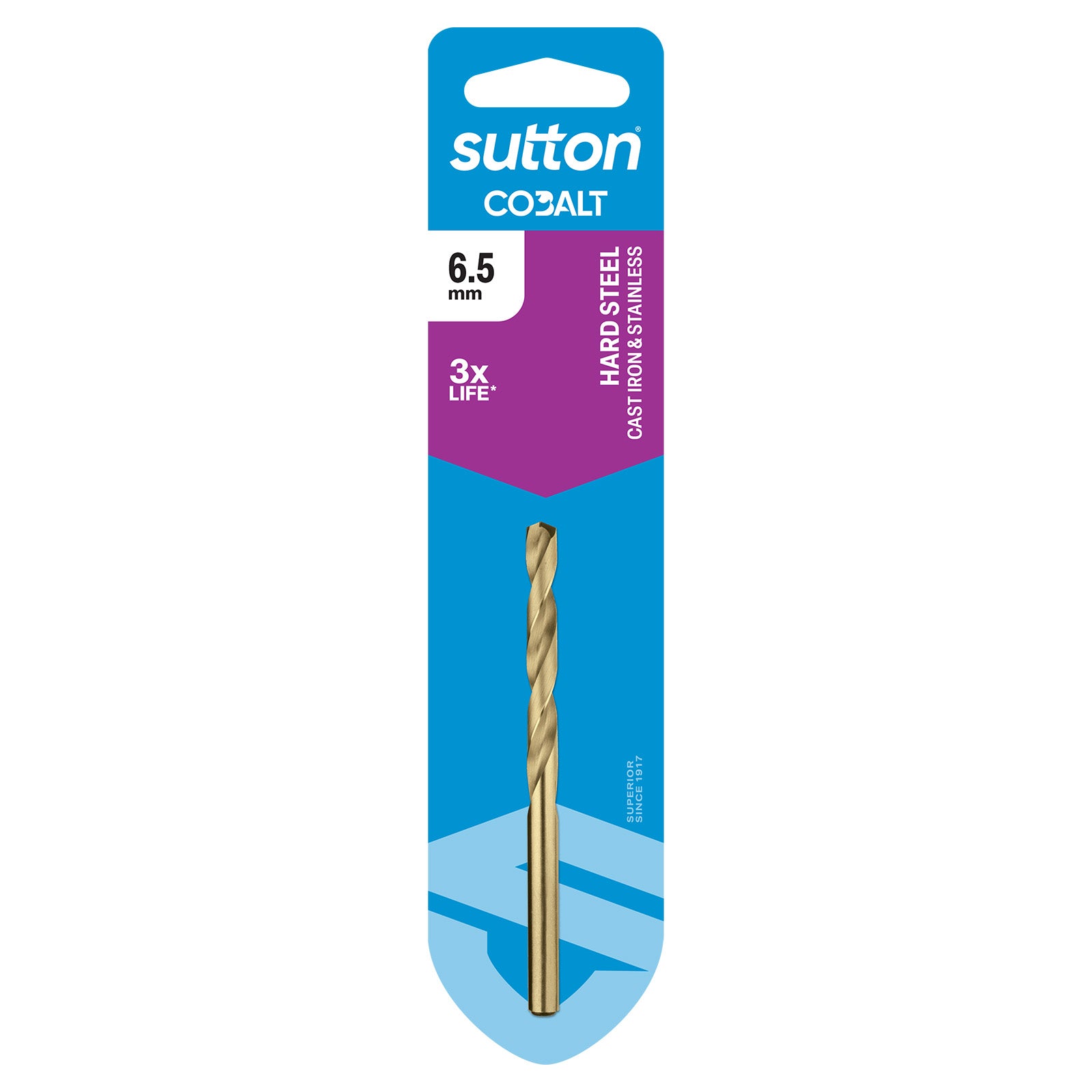 Sutton - Drill D108 Jobber HSS-Co Hd-Cobalt Carded 6.5mm | D1080650