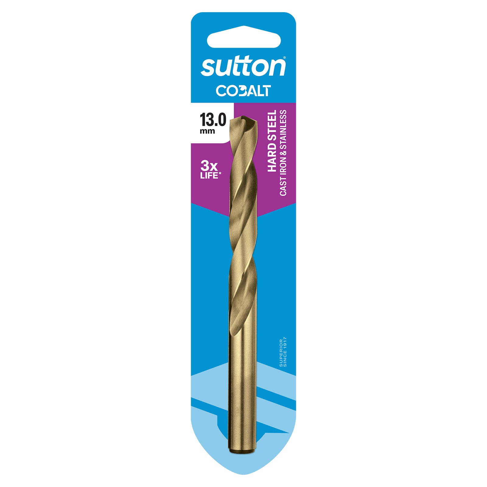 Sutton - Drill D108 Jobber HSS-Co Hd-Cobalt Carded 13.0mm | D1081300
