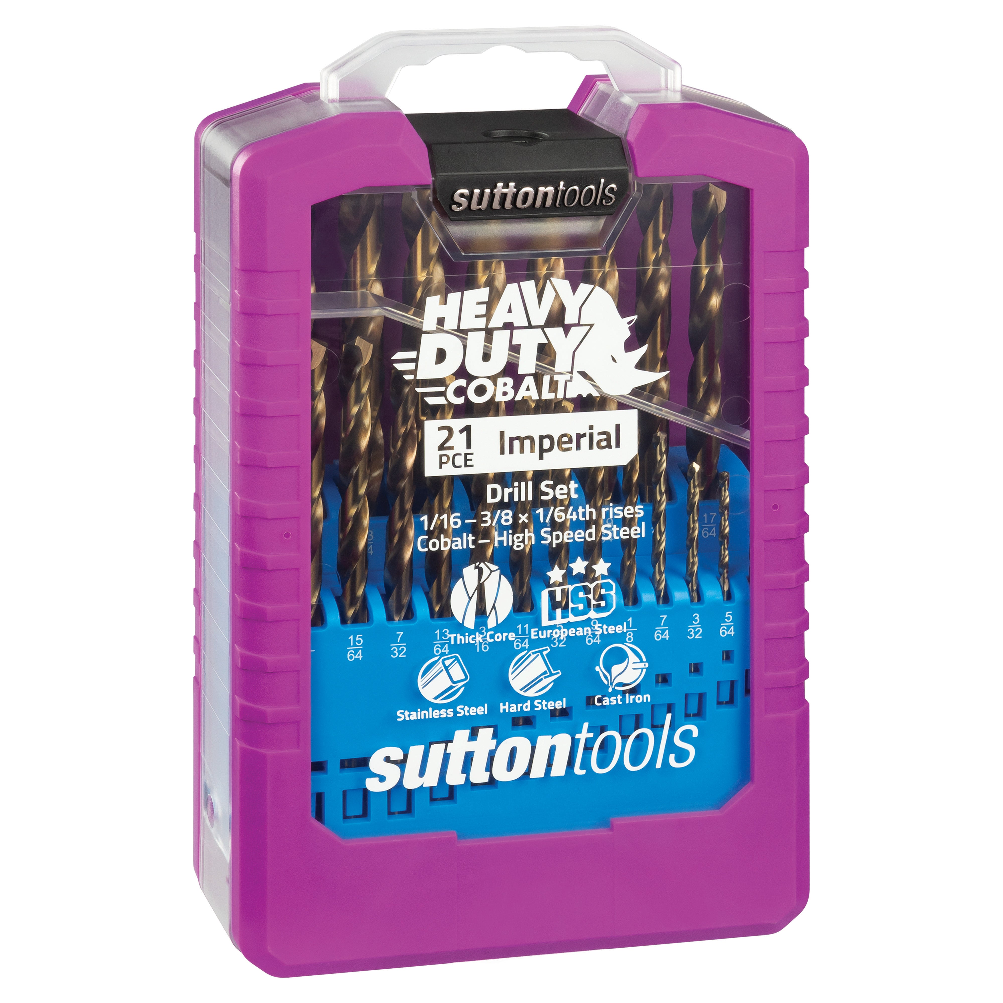 Sutton - Drill D109 S2 Jobber HSS-Co Hd-Cobalt Set 1/16-3/8In 21Pc | D109S2