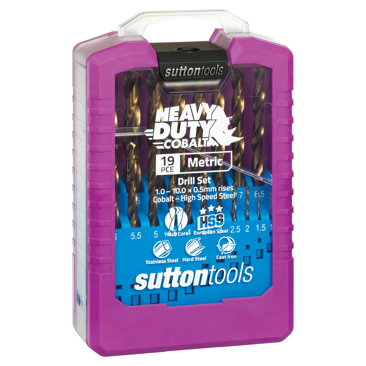 Sutton - Drill D109 Sm2 Jobber HSS-Co Hd-Cobalt Set 1-10mm 19Pc | D109SM2