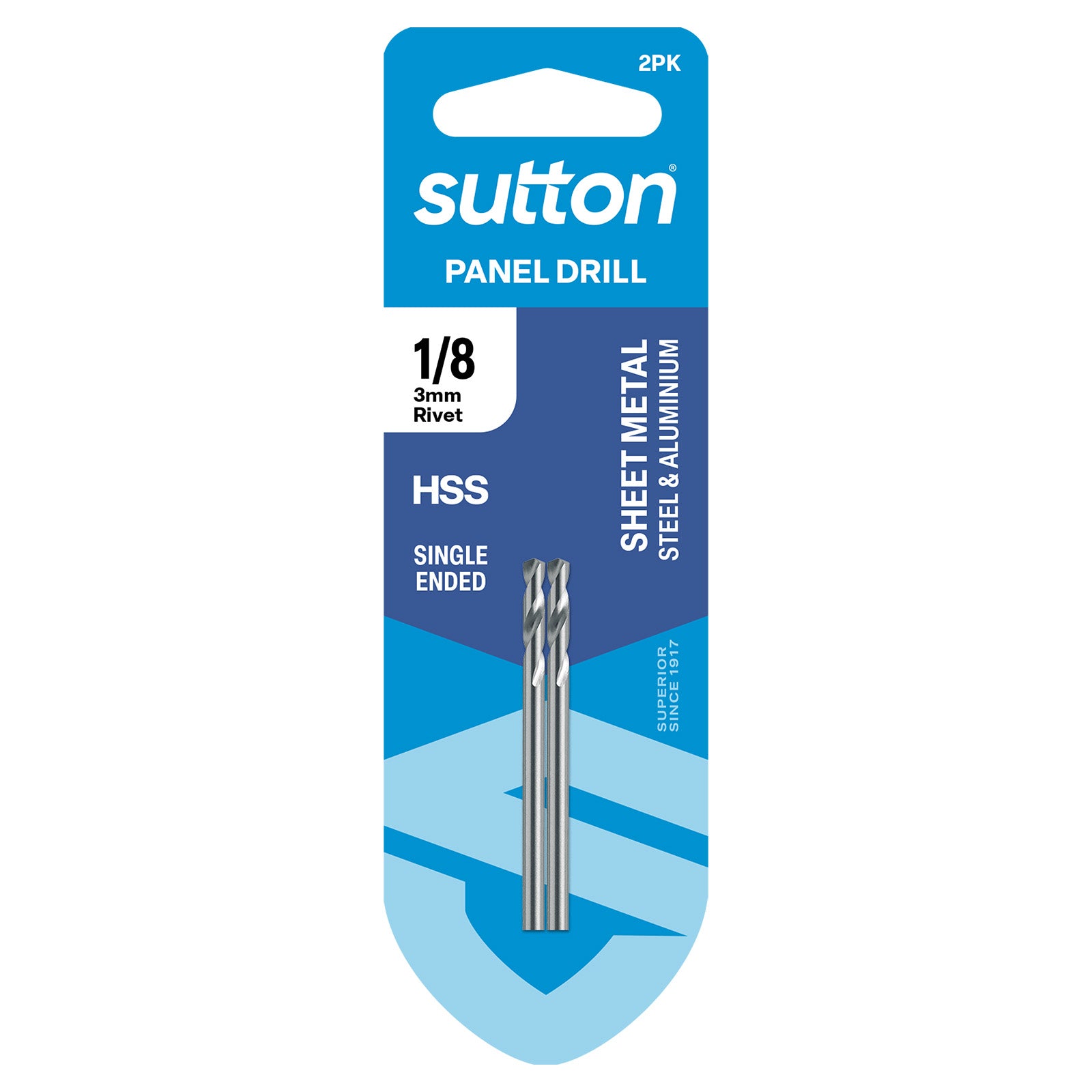 Sutton - Drill D131 Panel Shortie HSS Brt 1/8" (3.18mm) 2Pk | D1310318