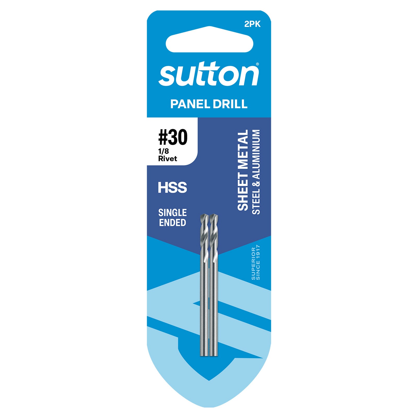 Sutton - Drill D131 Panel Shortie HSS Brt #30 (3.26mm) 2Pk | D1310326