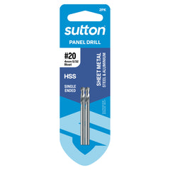 Sutton - Drill D131 Panel Shortie HSS Brt #20 (4.09mm) 2Pk | D1310409