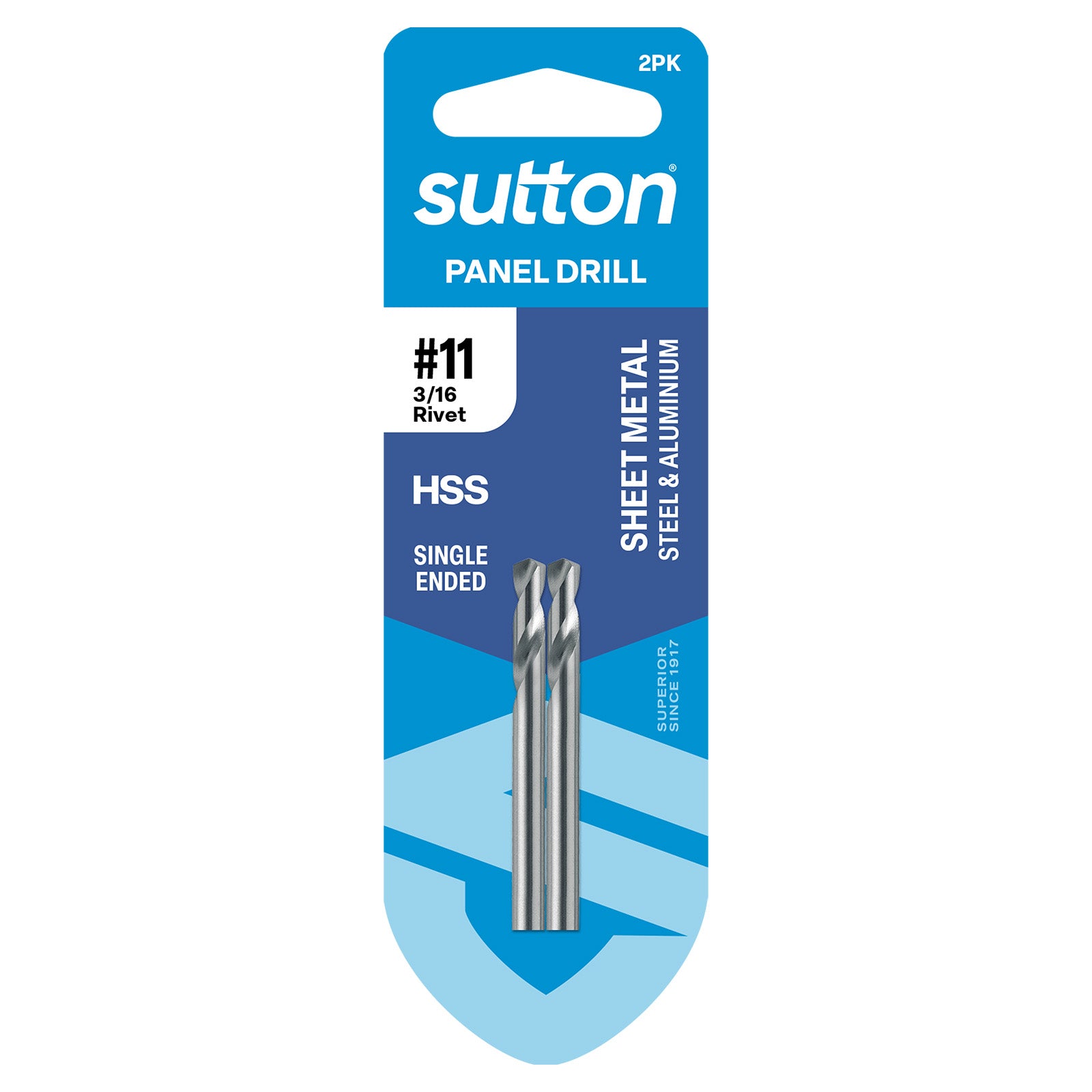 Sutton - Drill D131 Panel Shortie HSS Brt #11 (4.85mm) 2Pk | D1310485