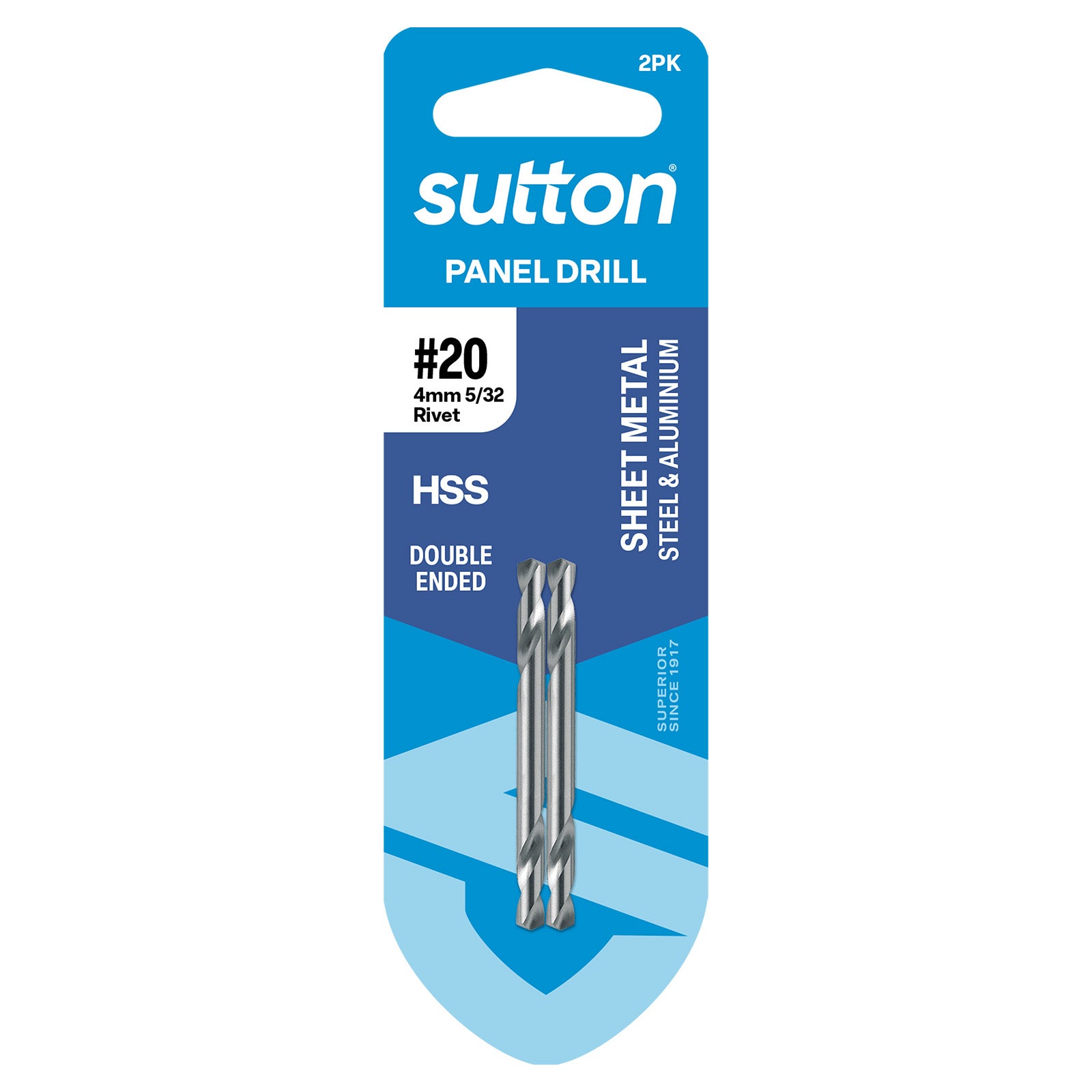 Sutton - Drill D133 Panel Tupoint HSS Brt #20 (4.09mm) 2Pk | D1330409
