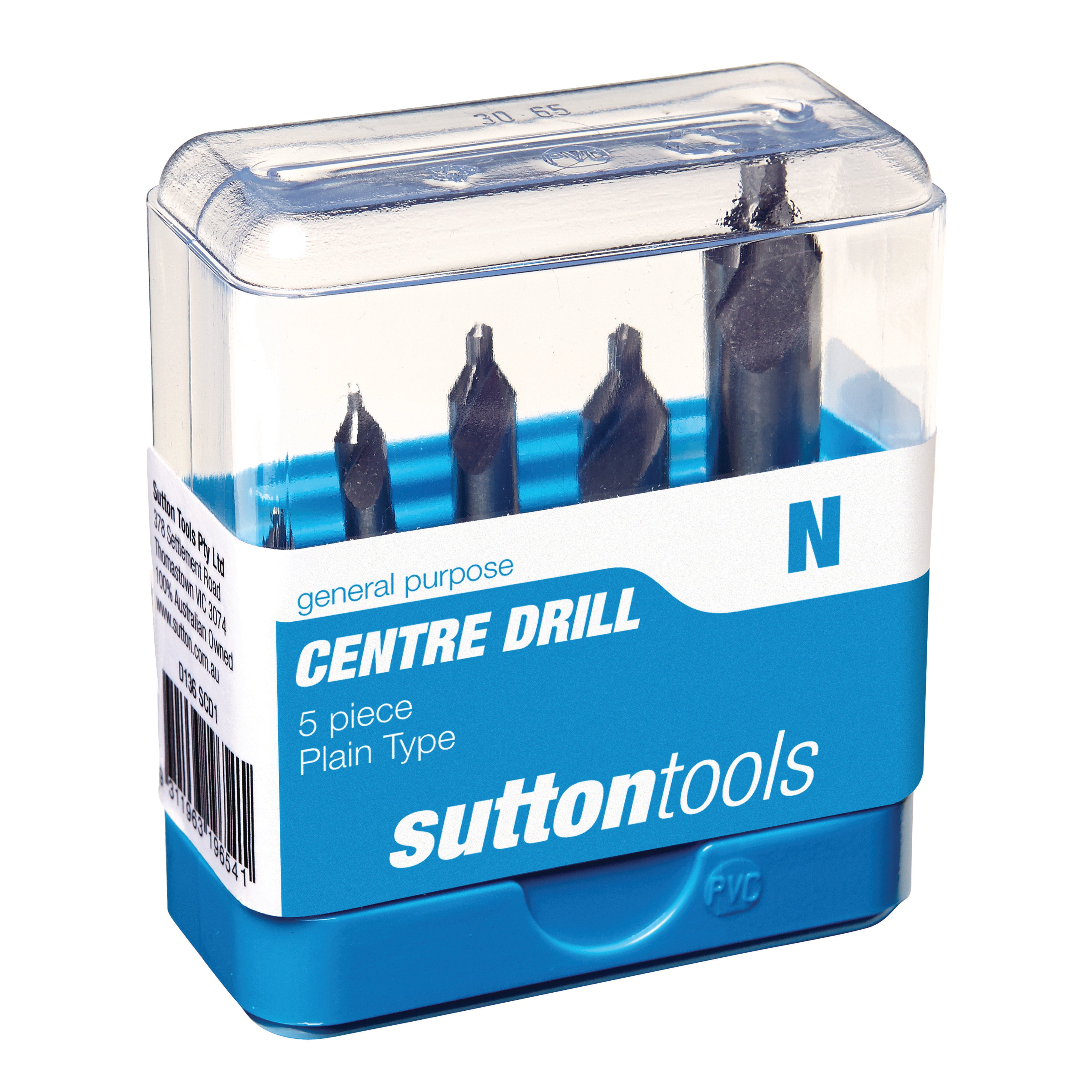 Sutton - Drill D136 Scd1 Centre HSS Brt 60-Deg Plain Set #1-5 5Pc | D136SCD1