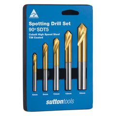 Sutton Tools - 6-16mm Drill D175 Spotting HSS-Co-tin 90-Deg Set 4Pc | D175SDT5