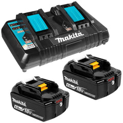 Makita - 18V Same Time Dual Port Rapid Battery Charger with 2 x 5.0Ah Battery | 198928-5