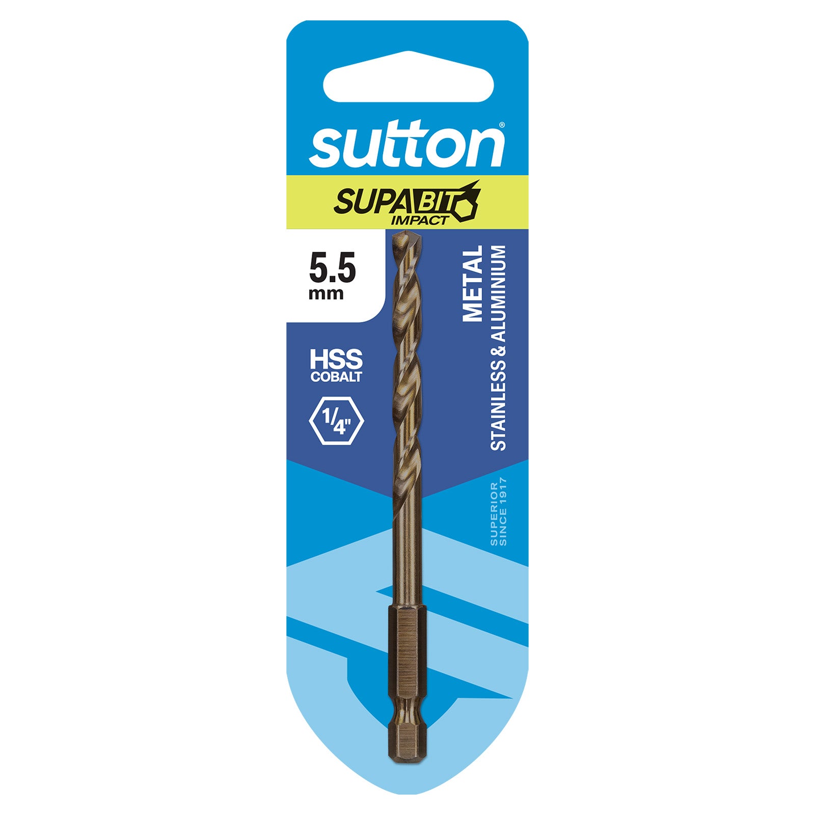 Sutton - Drill D213 Hex Shank HSS-Co Supabit Carded 5.5mm | D2130550