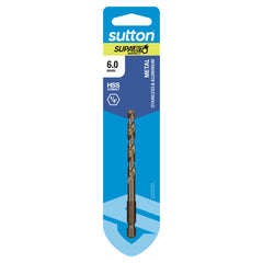 Sutton - Drill D213 Hex Shank HSS-Co Supabit Carded 6.0mm | D2130600