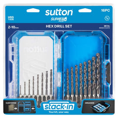 Sutton Tools - 2-10mm Drill D221 HEX Shank HSS-TiAlN Supabit Plus Set 16Pc | D221S16A