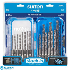 Sutton Tools - 2-13mm Drill D221 HEX Shank HSS-TiAlN Supabit Plus Set 25Pc | D221S25A